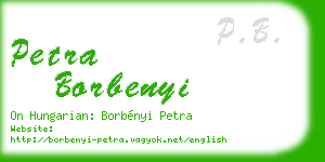 petra borbenyi business card